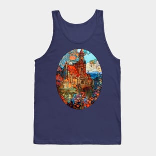 Architectural Fantasy Art Nouveau Storybook Castle Tank Top